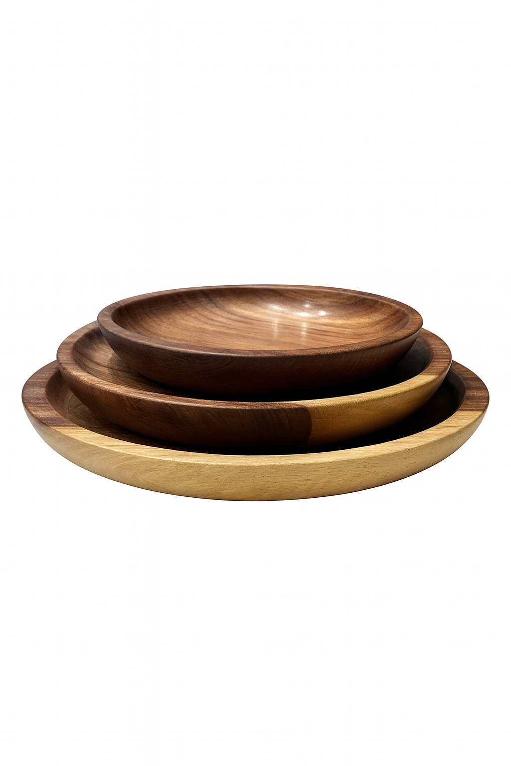 Natural Wooden Plates - 3 Piece Set