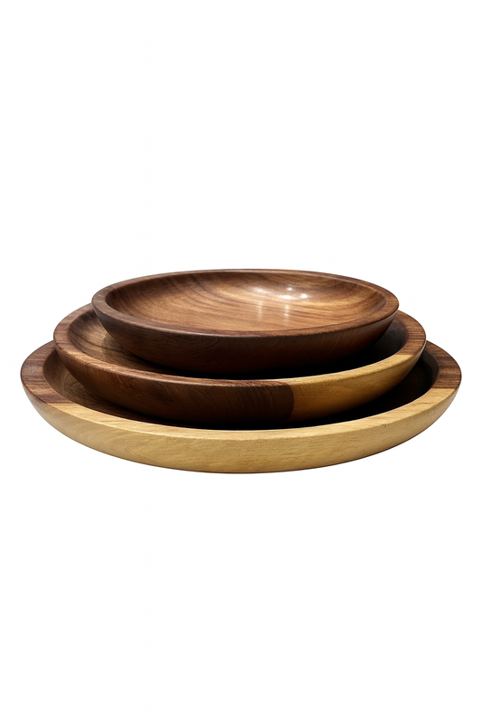 Natural Wooden Plates - 3 Piece Set