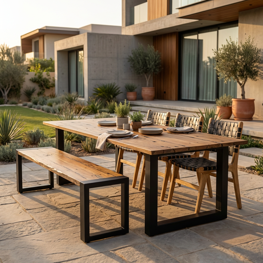 طاولة طعام خالدة - خشب البلوط المستصلح