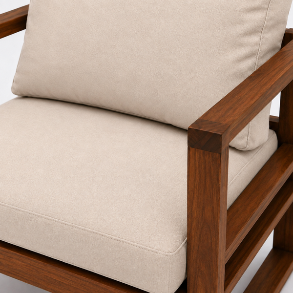 Celio Lounge Chair beige upholstery closeup